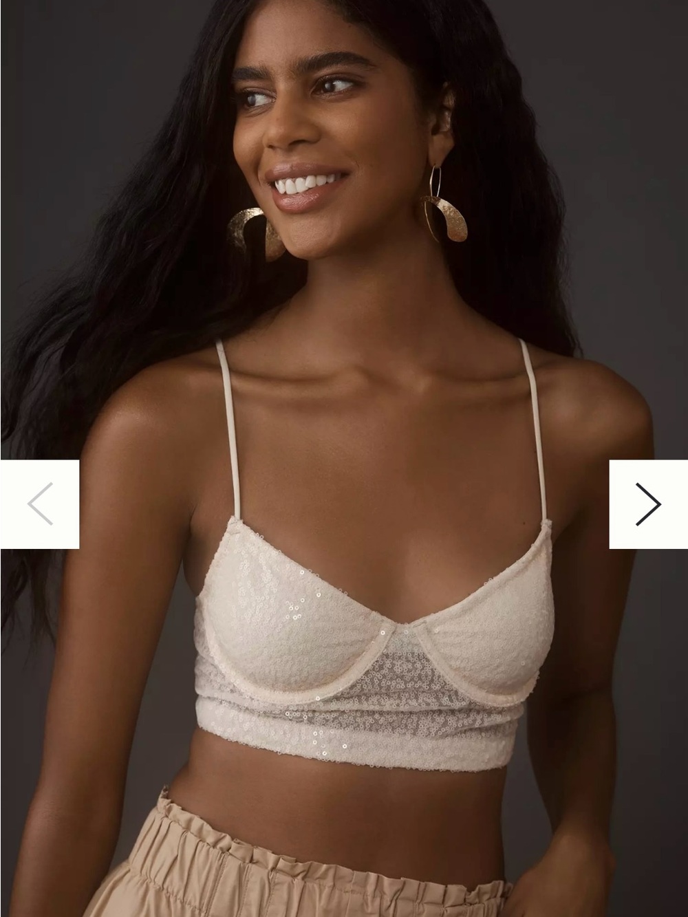 Anthropologie Ivory Sequin Lace Bralette